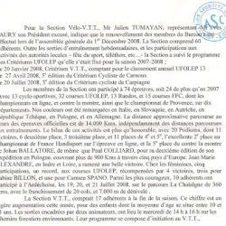 Article de l'Assemblée de l'A.S. Carnoux 2008