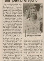 La Provence du 27 Juillet 2011 - Jeanine Mazzocca évoque son petit Di Grégorio