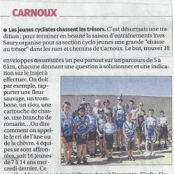 Article La Provence - Les jeunes cyclistes chassent les trésors - Samedi 15 Juin 2013