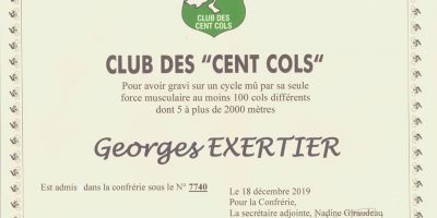 Georges entre dans la confrérie des 100 cols Georges entre dans la confrérie des 100 cols